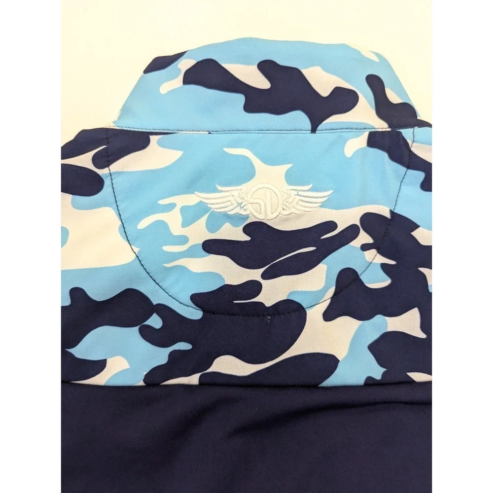 Straight Down Triumph 1/4-ZIP Golf Pullover Blue Camo Men's MEDIUM Wolf Creek